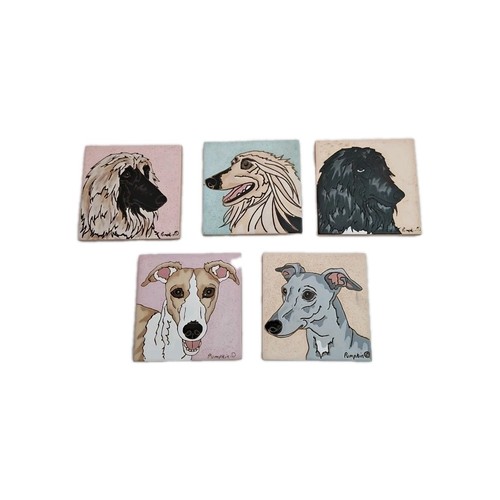 Piastrelle viso cane dipinte - , a